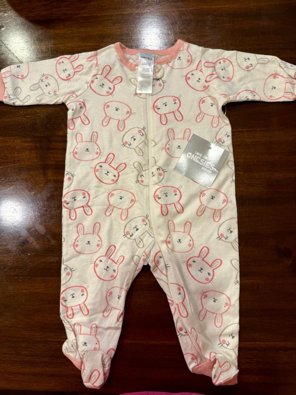 Pink Bunny Footed One-Piece Sleepsuit (2-pk)